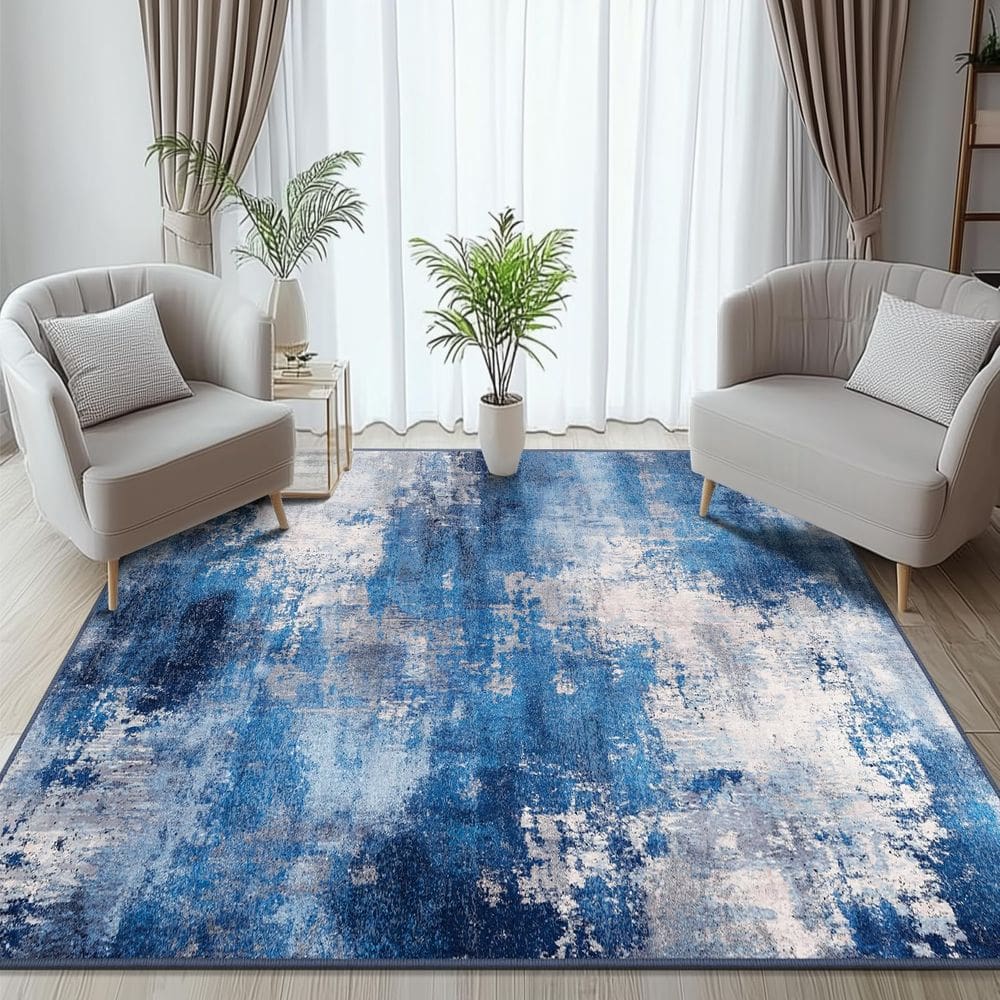 Tapete Area KIRFEIHT Modern Abstract 180x270cm de lã sintética azul