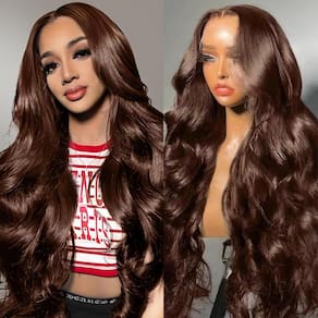 Peruca frontal de renda Boumon Chocolate Brown 200% Densidade 60cm
