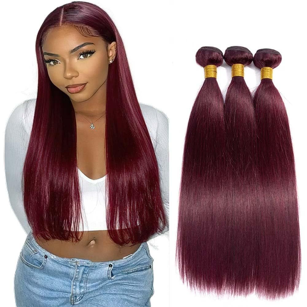 Extensões de cabelo Niciitysi 99j Burgundy Straight 45-55cm