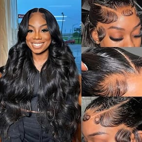 Perucas frontais de renda virgindade Body Wave 16" Cabelo humano 180% de densidade