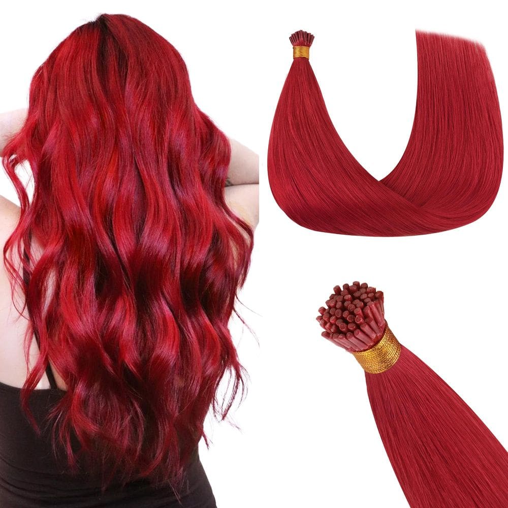 Extensões de cabelo GOO GOO I Tip 22 polegadas 50g 50g Cabelo humano vermelho