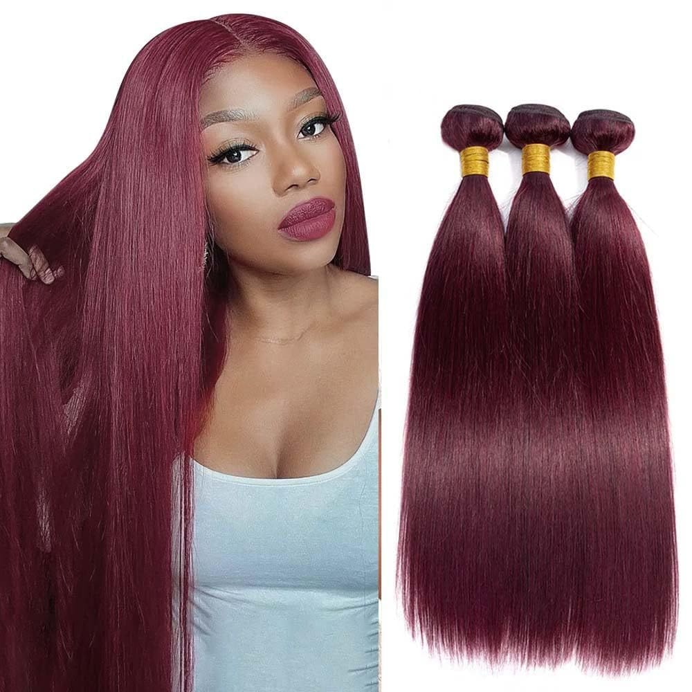 Extensões de cabelo Niciitysi Burgundy Straight 99m 45-55cm