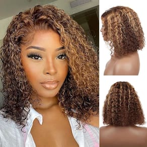 Peruca Virginess Wear and Go, cabelo humano sem cola, onda profunda, 35 cm
