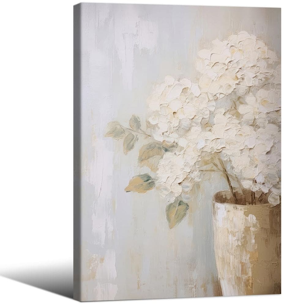 Pôster vintage de hortênsias brancas com arte de parede 40x60cm emoldurado