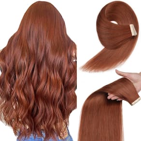 Fita adesiva em extensões de cabelo YDDM 20 unidades 20 cm Auburn 100% Remy