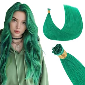 Extensões de cabelo GOO GOO I Tip 20cm 50g 50g 50s Green Real Hair