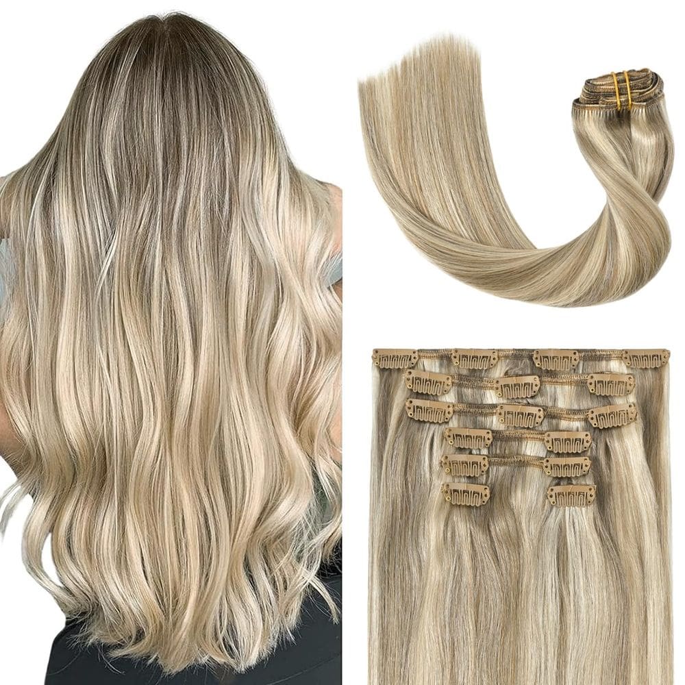 Extensões de cabelo Clip in UGOTRAYS 100% cabelo humano 45cm 85g