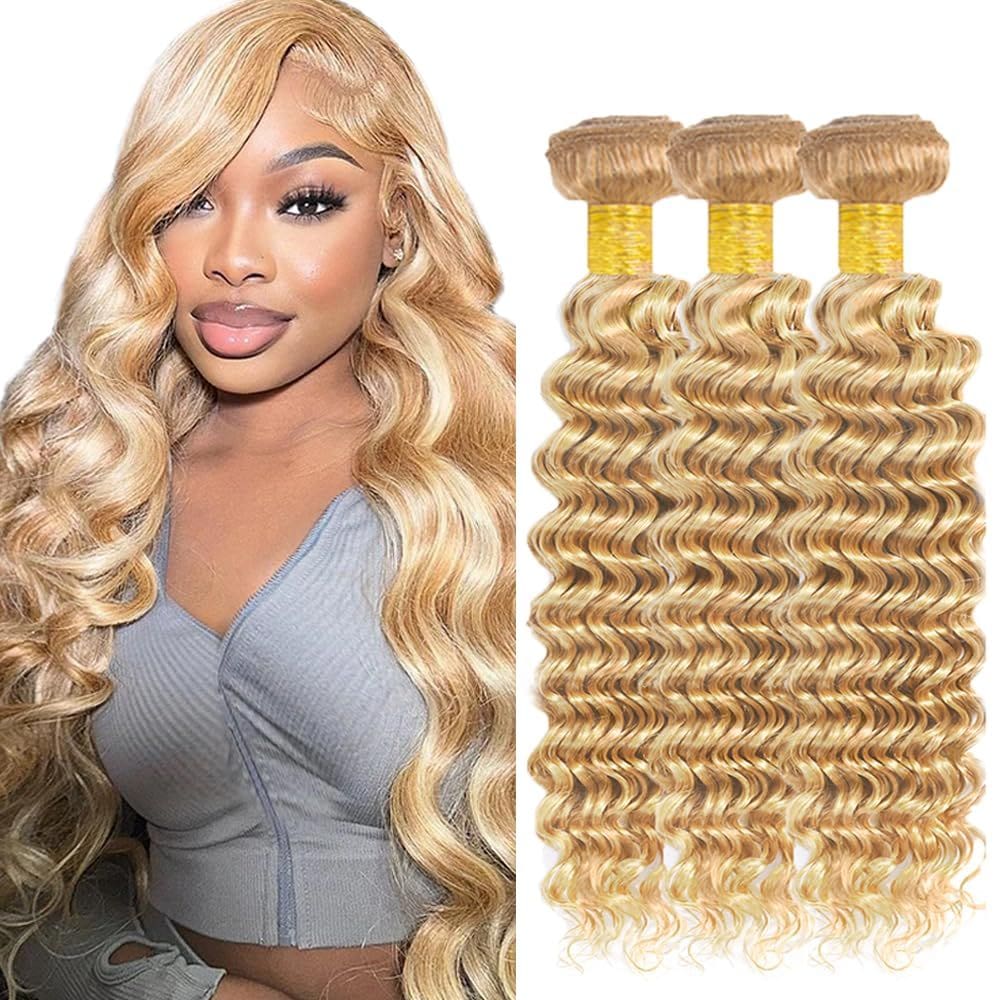 Pacotes de cabelo WuvusNM P27/613 Blonde Deep Wave 3x 45-55cm