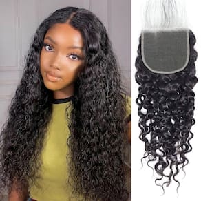 Fecho de renda DSEKCAIN Water Wave 5x5 HD 22" 100% cabelo humano