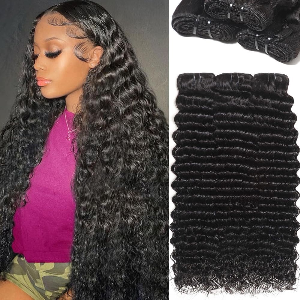 Pacotes de cabelo QGVQGV 12A Deep Wave Brazilian Virgin 40-40-40cm
