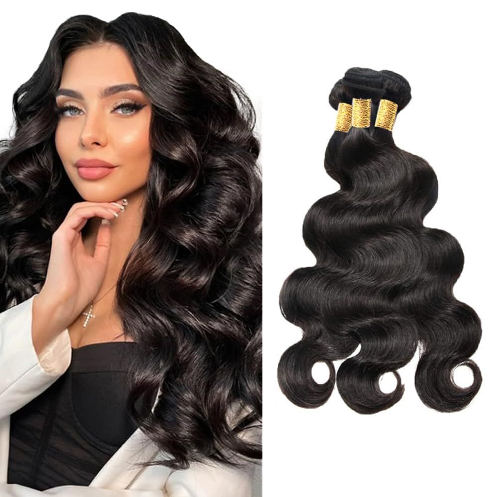 Pacotes de cabelo humano #1B Body Wave Wuvusnm Natural Black 22-26 polegadas