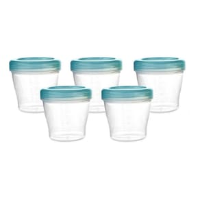 Kit 5 Potes Para Papinhas e Leite Materno Azul 150ml Kababy
