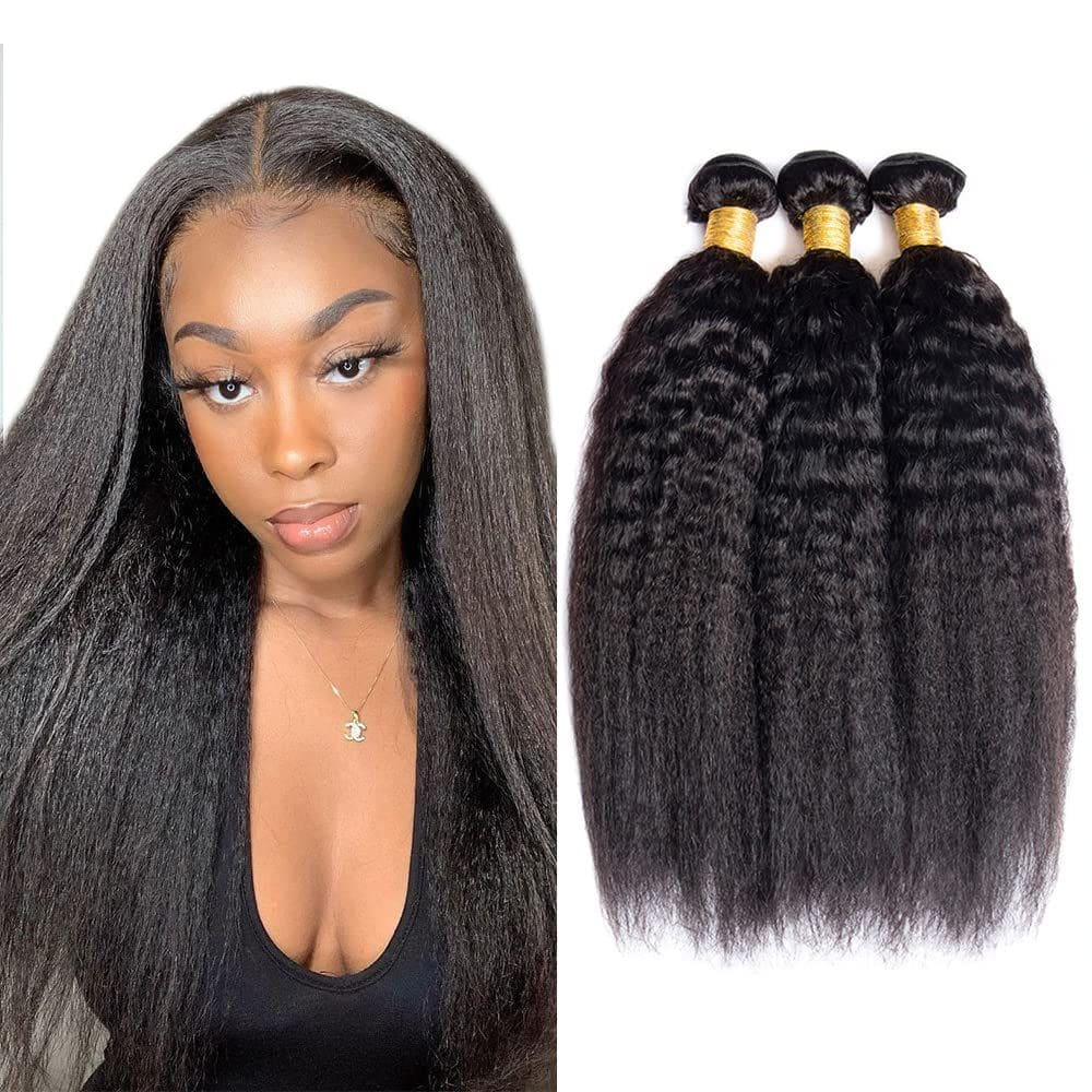 Pacotes de cabelo WuvusNM Kinky Straight 100% Brazilian Remy 20 22 24