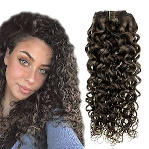 Clipe encaracolado em extensões de cabelo Hetto Brown Highlight 40cm