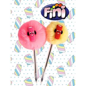 02 Canetas Pompom Fini bala fini caneta esferografica material escolar fofo papelaria kawai fofa