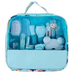 Kit Higiene Azul Recém Nascido Aspirador Nasal Tesoura Bolsa