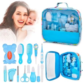 Kit Higiene Bebê Azul Recém Nascido Aspirador Nasal