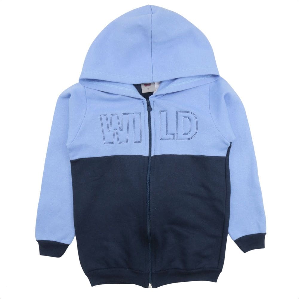 Conjunto Infantil Menino Moletom Flanelado Zíper Touca Wild