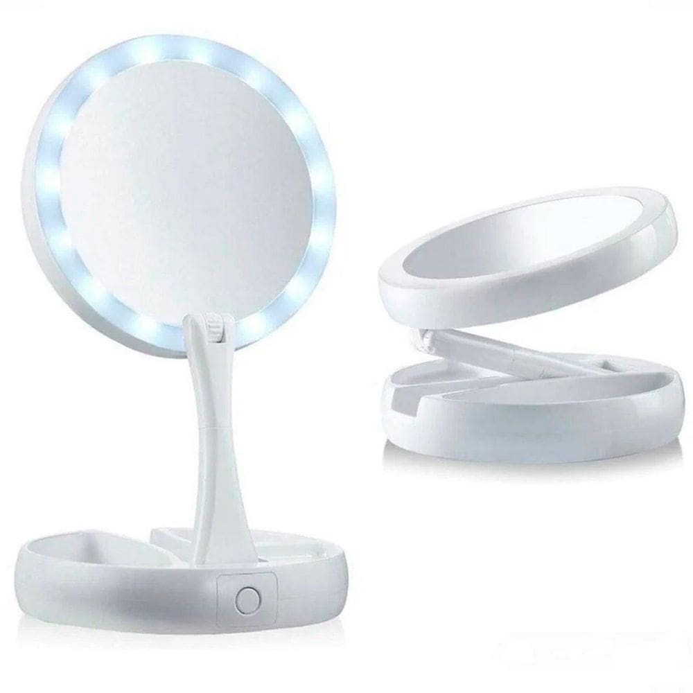Espelho Portátil Led Zoom 10X Dobrável Perfeito Maquiagem