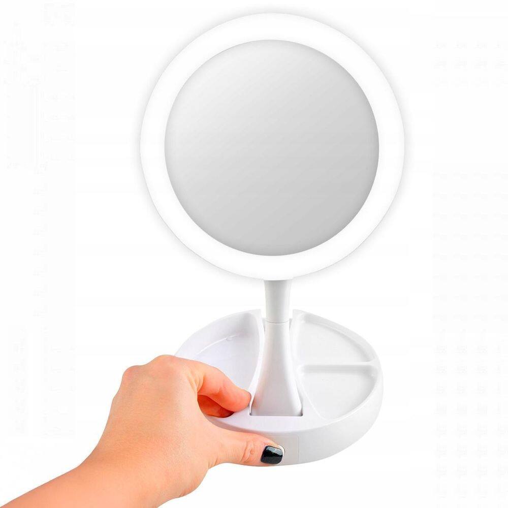 Espelho De Bancada Dobrável Led Zoom 10X Perfeito Maquiagem