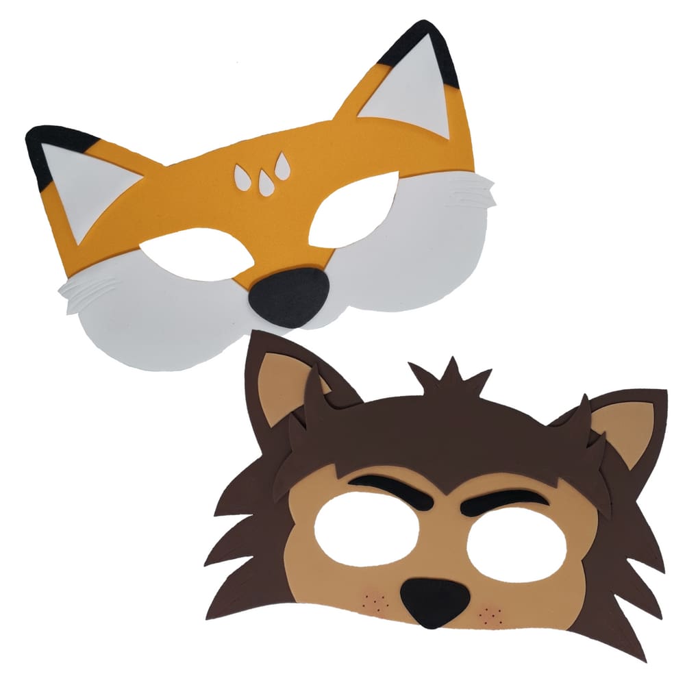 Kit 02 Máscaras Animais Raposa Lobo Infantil