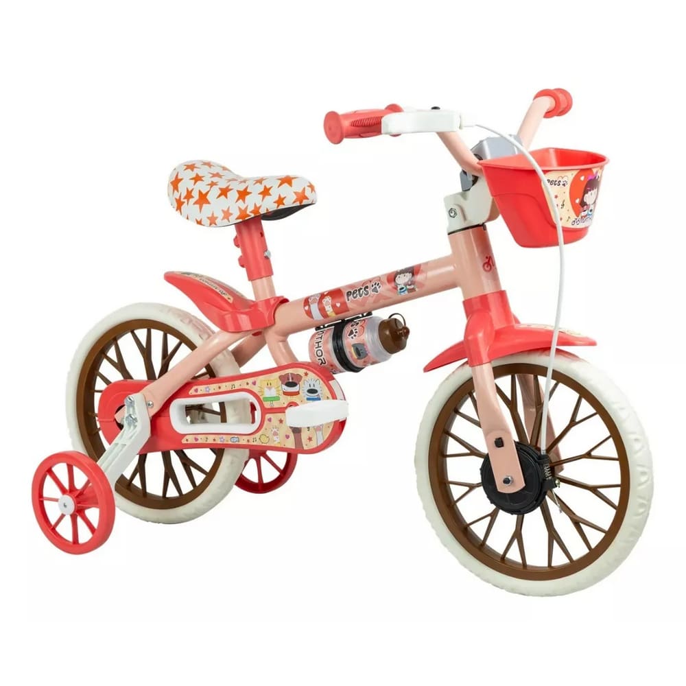Bicicleta Infantil Nathor Aro 12 Pets Rodinhas de Segurança
