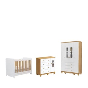 Quarto Completo Bebe Moveis Peroba Tedy Ben 04 portas MDF