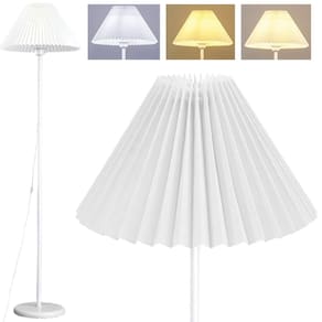 Luminária Piso Chão Coluna 148Cm Metal Cúpula Plissada Gimpo