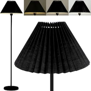 Luminária Piso Chão Coluna 148Cm Metal Cúpula Plissada Gimpo