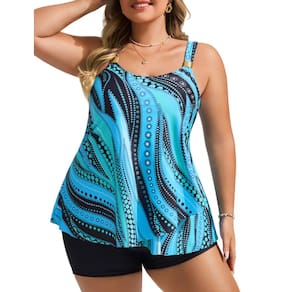 Roupa de banho feminina Hanna Nikole, 2 peças, azul, verde, pontos 28+