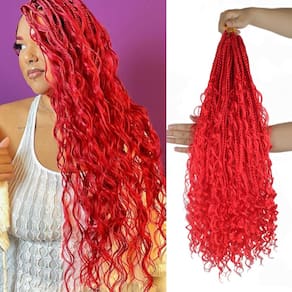Crochet Hair Vustbeauty Boho Box Braids 24 polegadas vermelhas (9 pacotes)
