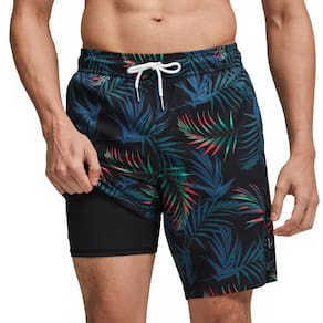 Calções de banho magic masculinos com forro de compressão pretos grandes
