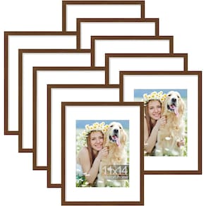 Porta-retratos DecoruHome 11x14, conjunto de 10 plásticos marrons