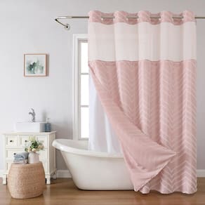 Cortina de chuveiro Eachope Extra Long Blush Pink com forro de encaixe