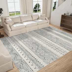 Tapete Area Tosuoka Large Lavável 120x180cm Cinza Profundo/Creme