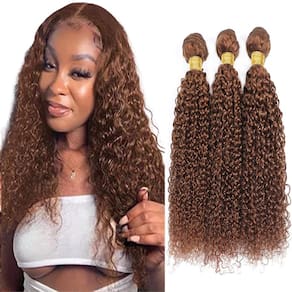 Pacotes de cabelo Nuailisex Color 30 Brown Kinky Curly 25-35cm
