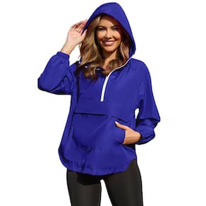 Casaco de chuva PESION feminino Windbreaker impermeável azul royal