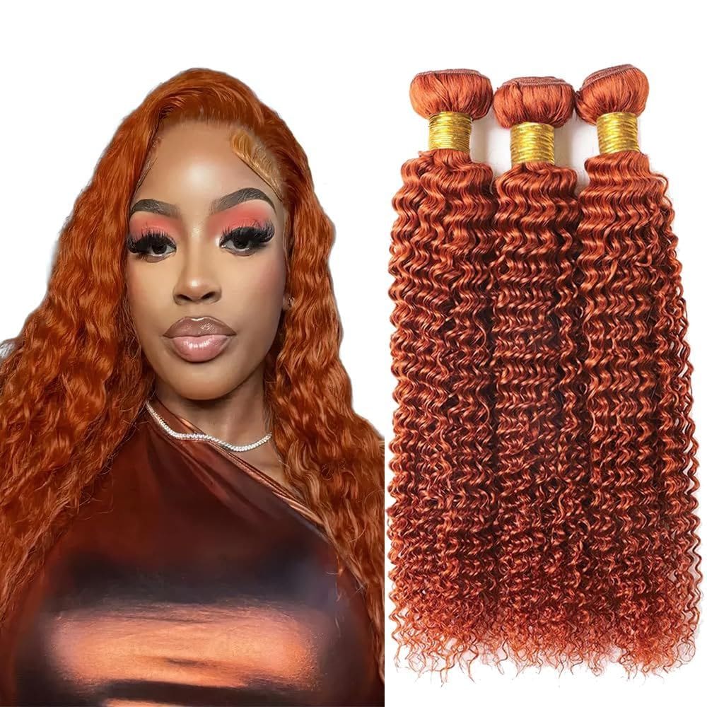 Pacotes de cabelo Yuksoocosh Orange Color 350 Kinky Curly 25-30cm