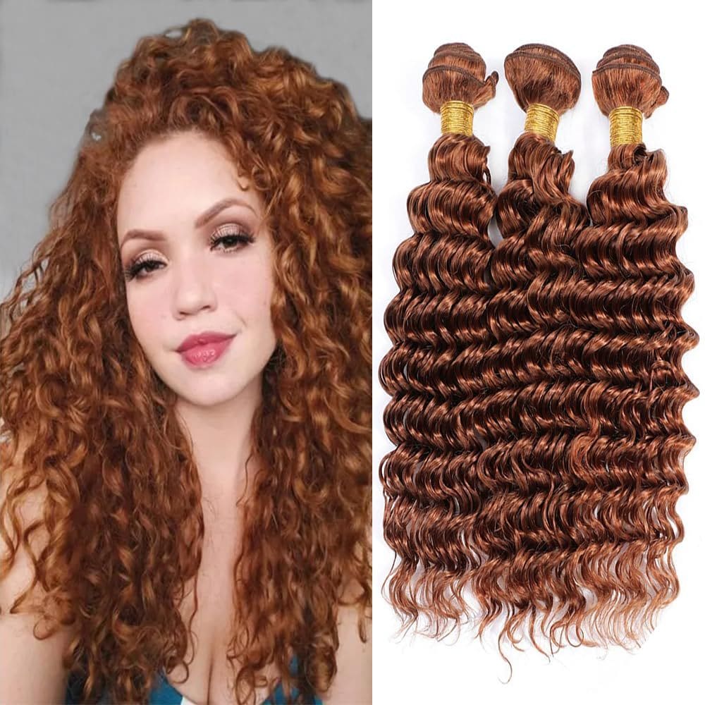 Extensões de cabelo Nuailisex Light Brown Deep Wave 8A 10-30cm
