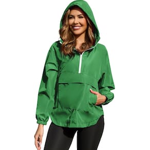 Capa de chuva PESION impermeável leve para mulheres verde XS