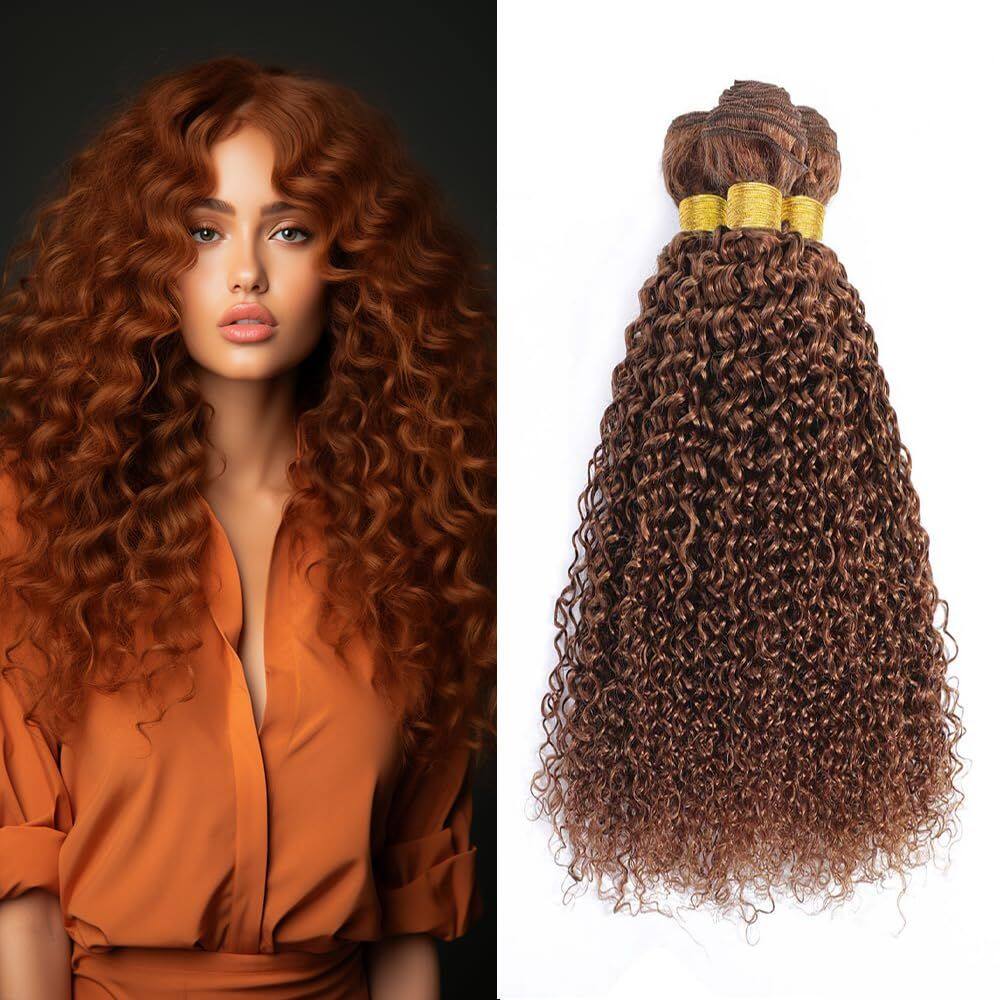 Pacotes de cabelo Yuksoocosh Color 30 Brown Deep Curly 25-35cm