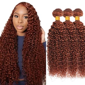 Pacotes de cabelo HuxoWax Copper Red Kinky Curly 8A Brazilian Virgin