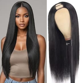 Peruca de cabelo humano U Part YMXNB 35cm brasileira 180% de densidade