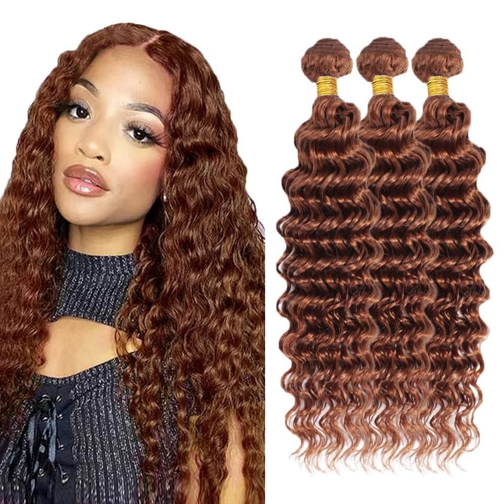 Extensões de cabelo Nuailisex Color #30 Brown Deep Wave 25-35cm