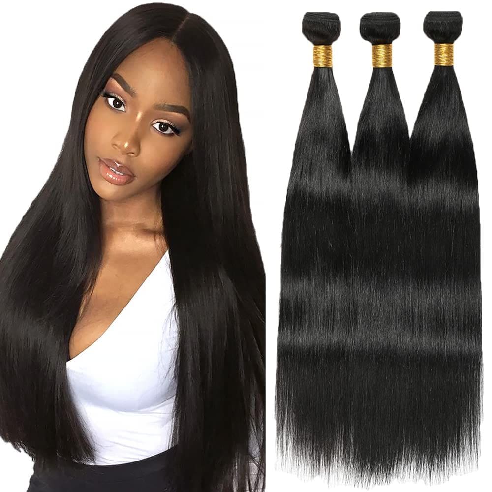 Pacotes de cabelo MAMART Straight 30cm 35cm 40cm Preto natural
