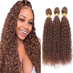Pacotes de cabelo Nuailisex Color 30 Light Brown Kinky Curly 25-35 cm