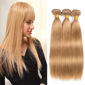 Pacotes de cabelo Nuailisex Blonde Straight 30cm 3 pacotes