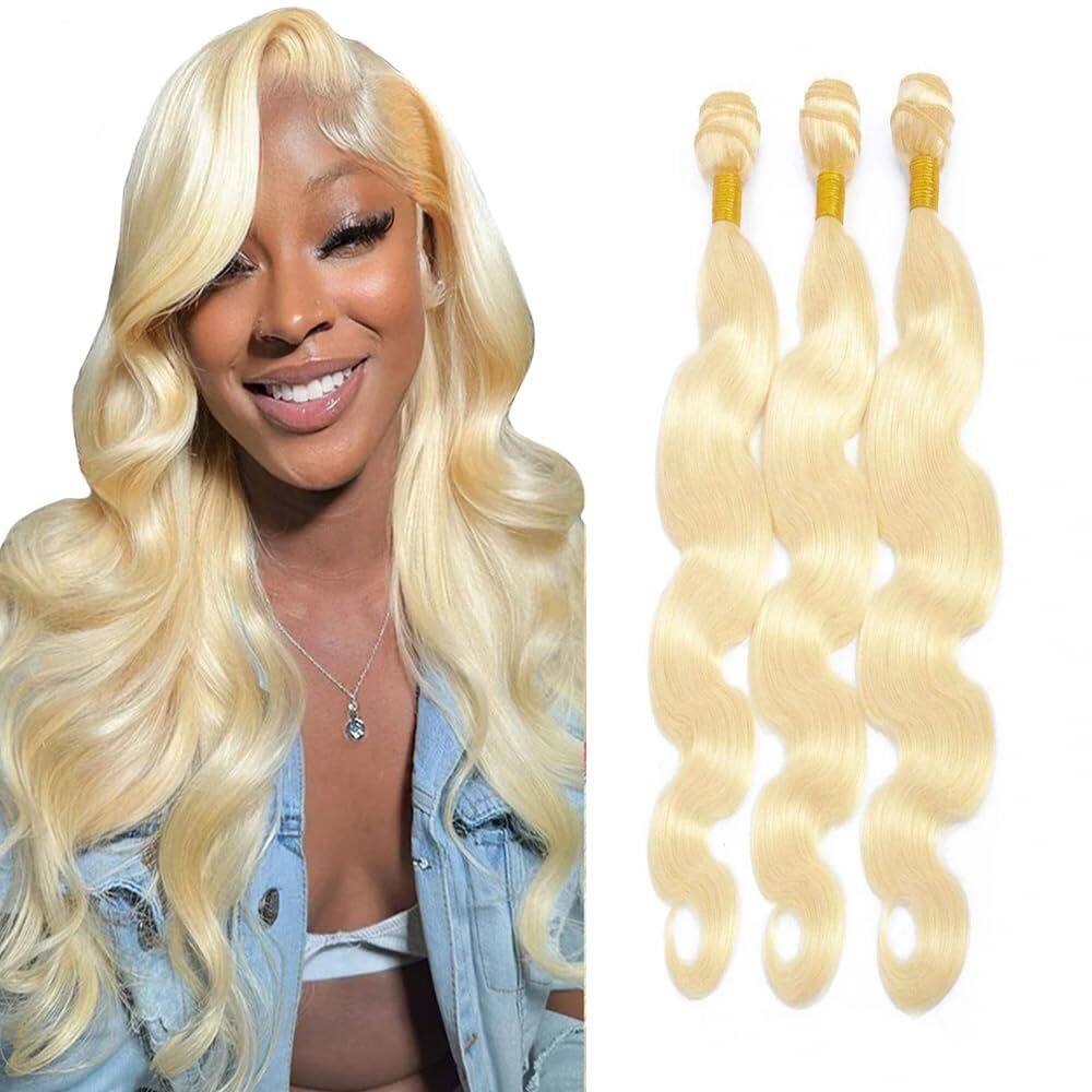 Extensões de cabelo Nuailisex 613 Blonde Body Wave 3 Bundles