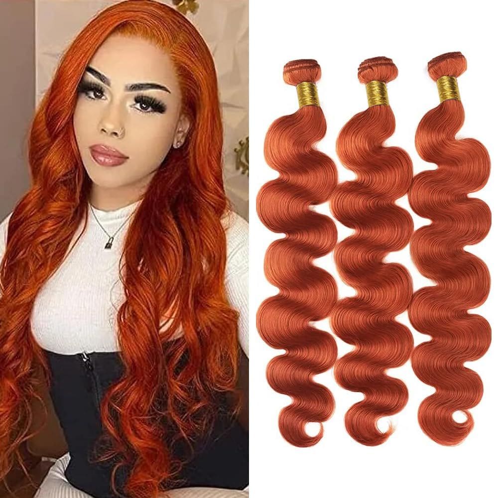 Extensões de cabelo QEUOPE Orange Body Wave Remy Hair #350