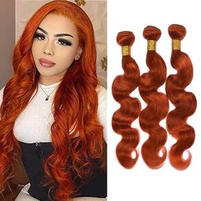 Pacotes de cabelo Leruikair Body Wave Ginger Orange 350 25-35cm